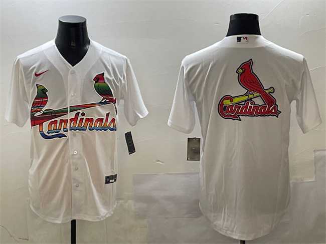 Mens St. Louis Cardinals Team Big Logo White Cool Base Stitched Jersey